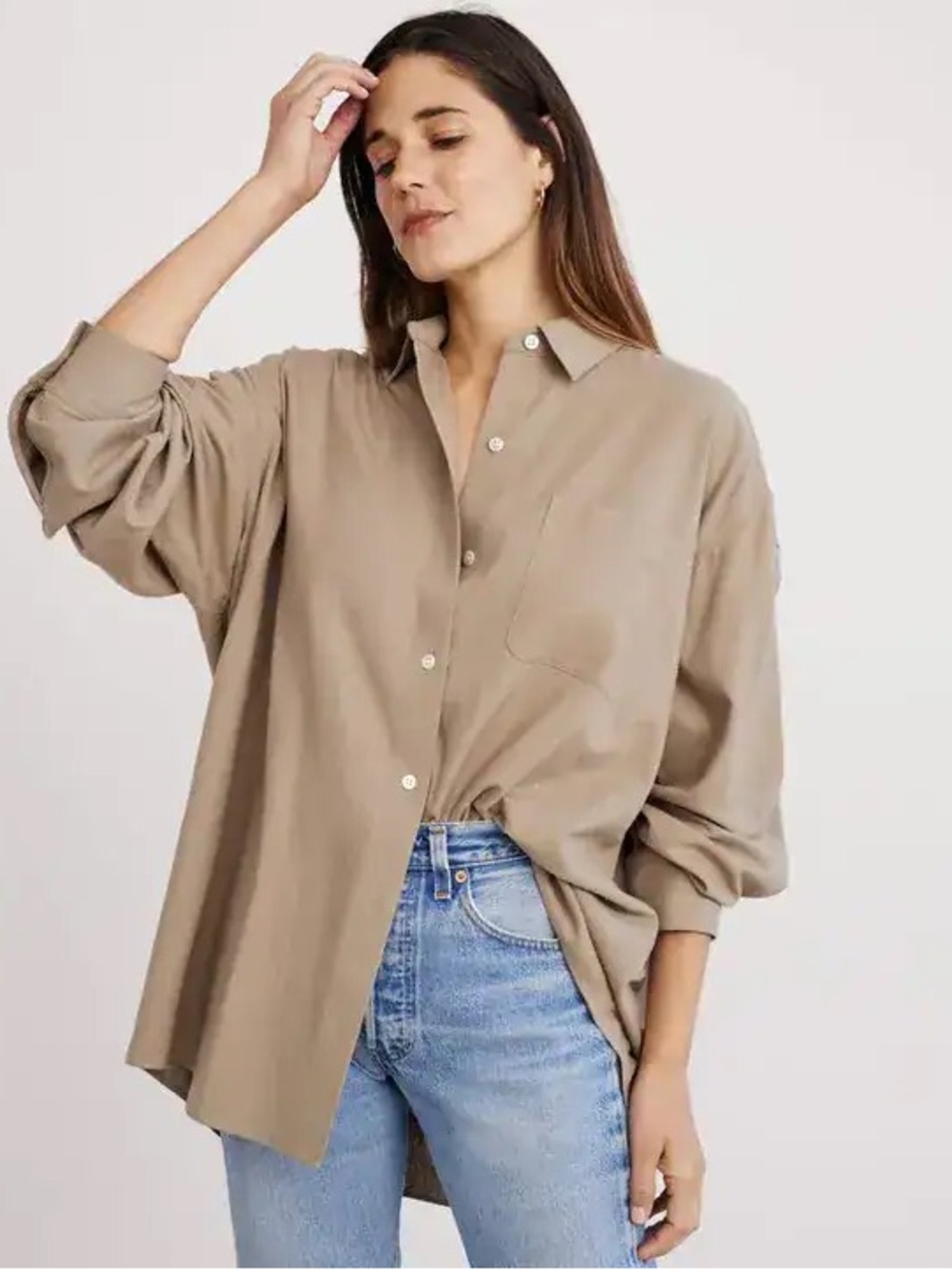 JENNI KAYNE Relaxed Oversized Shirt Hazel Brushed Silk Button Down Size Small